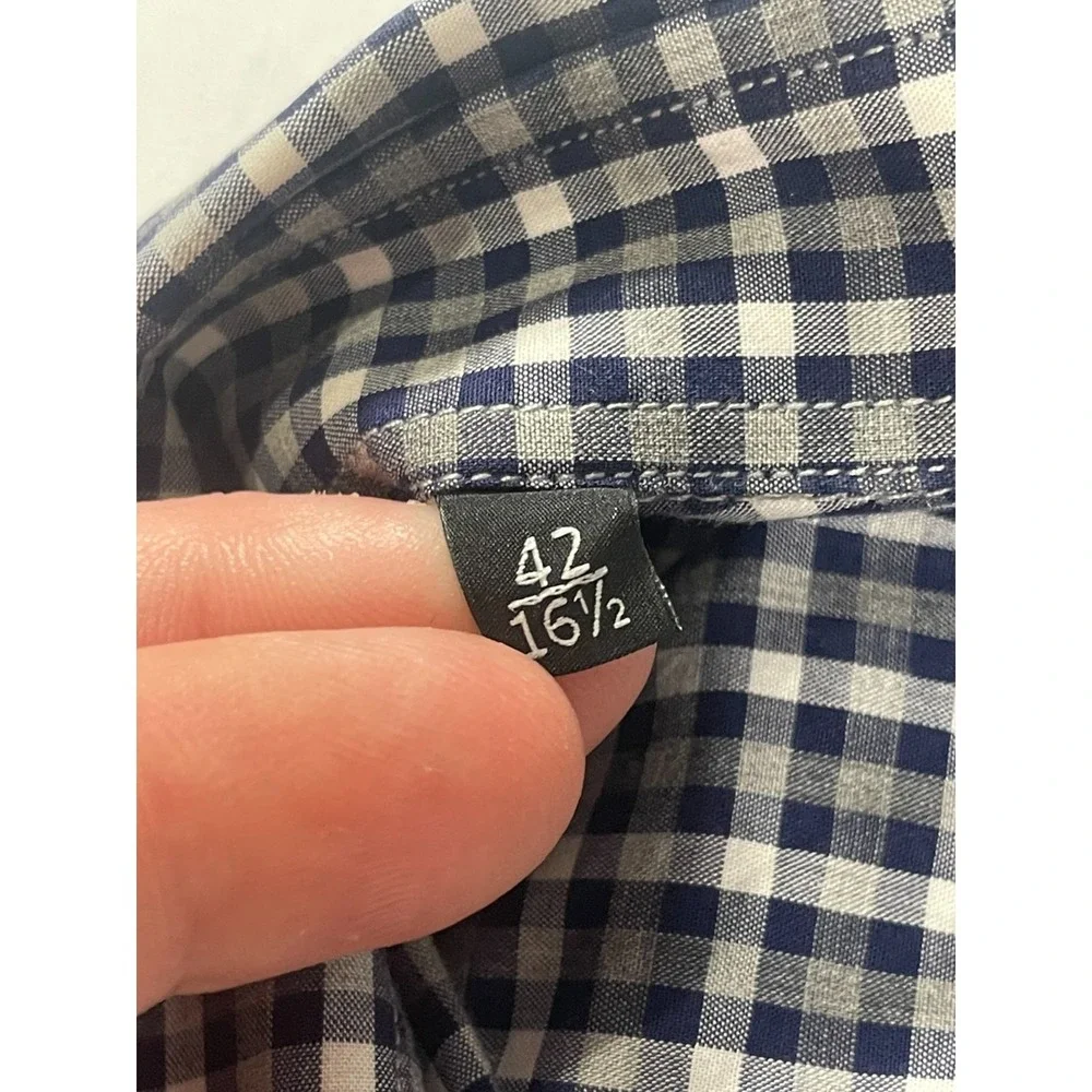 Gucci Men's Black White Plaid Button Down Shirt Slim Cotton Size 42 / 16.5 Large